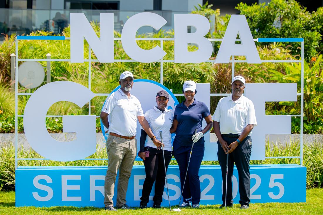 Group photo at NCBA Golf sign