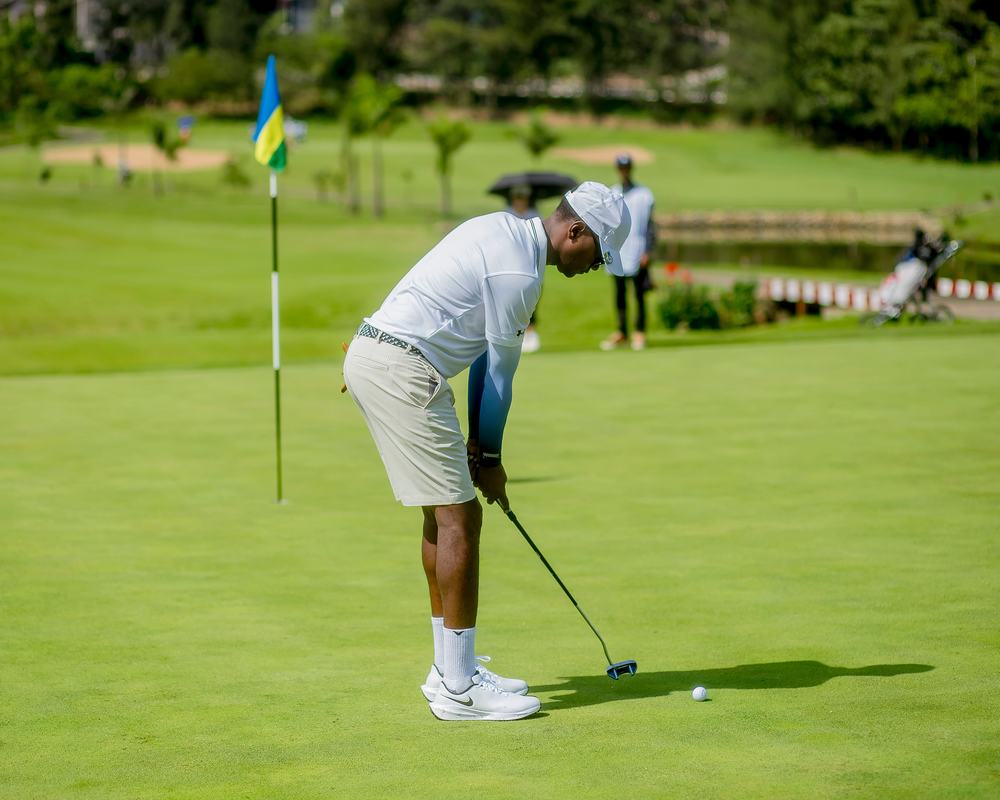 Golfer in action